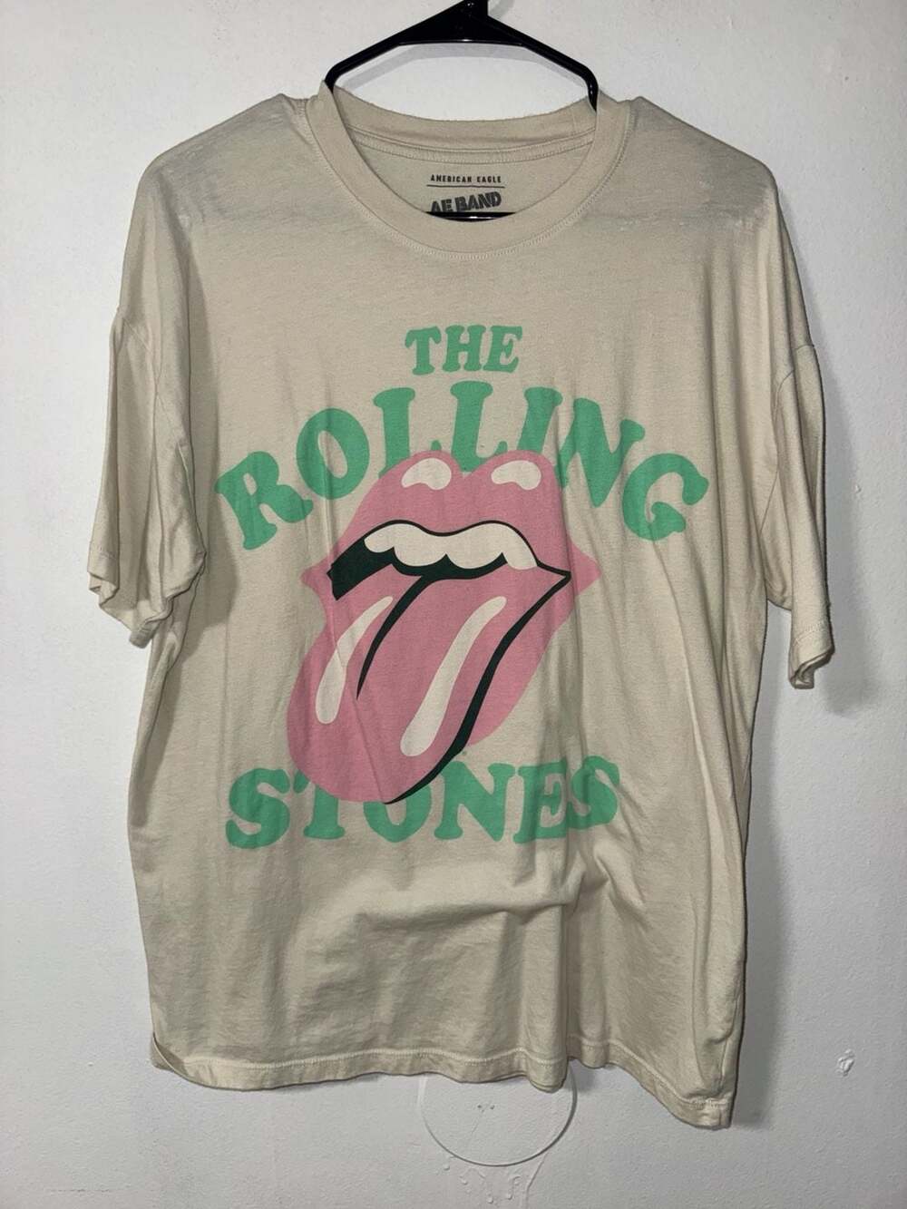 American Eagle The Rolling Stones Graphic Band Tee Cream Size XS/S
